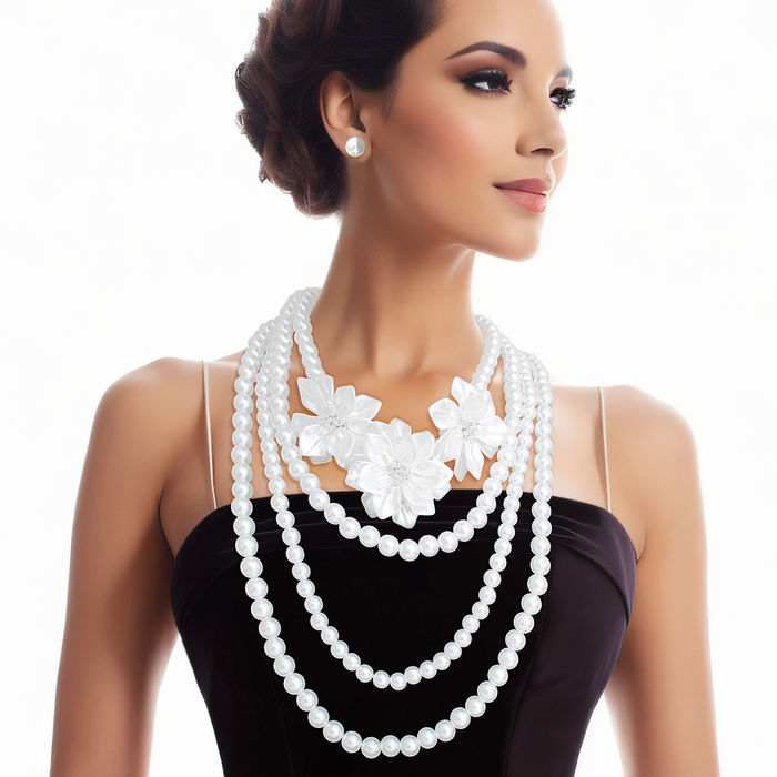 Four Strand Mixed Head-Drilled Pearl Twisted Necklace