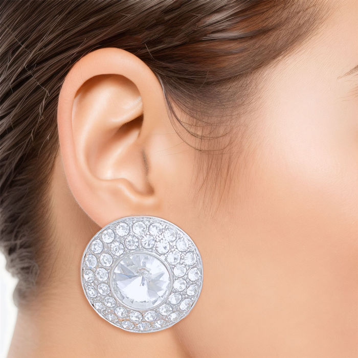 925 White Oval Mabes Silver Dome Earrings