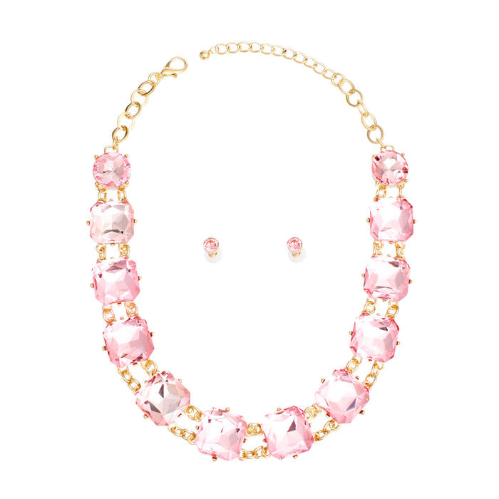 Hot pink crystal necklace deals