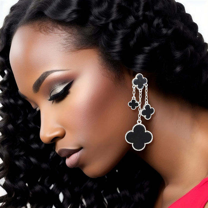 Black and silver dangle earrings hotsell
