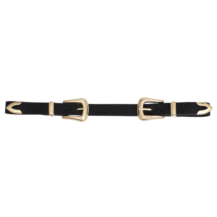 Wholesale Belt Double Buckle Western Black Stone for Women