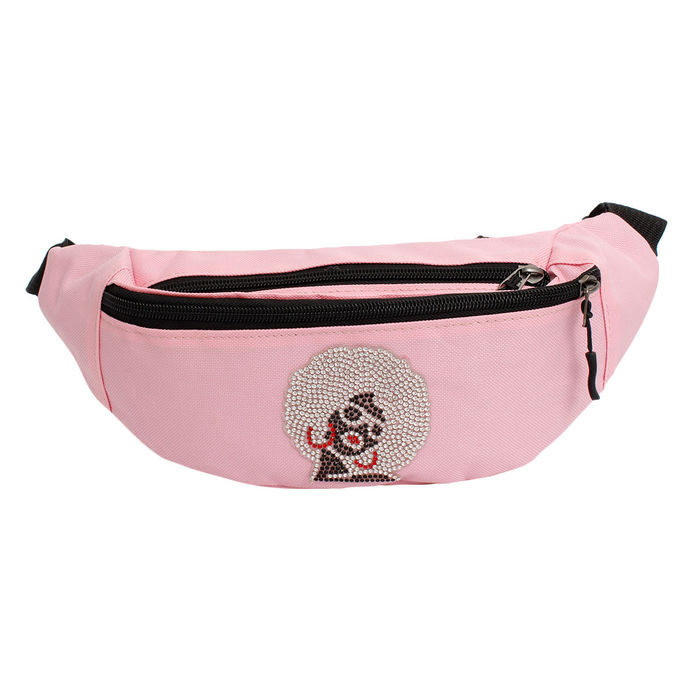 Wholesale Fanny Pack Pink Afro Rhinestone Bag for Women