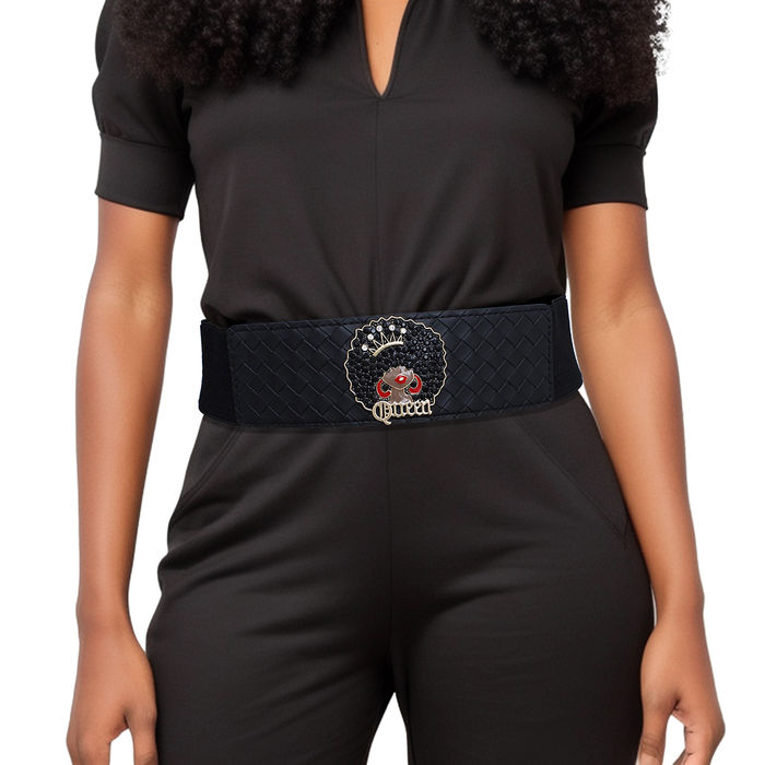 Wide black stretch belt hot sale