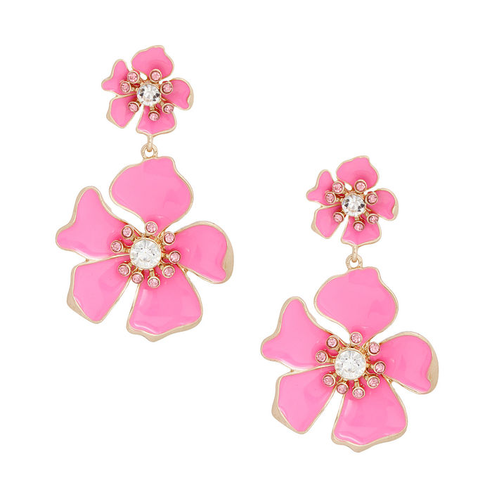 Wholesale Drop Pink Gold Tropical Flower Earrings for Women