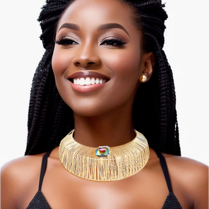 Wide gold choker top