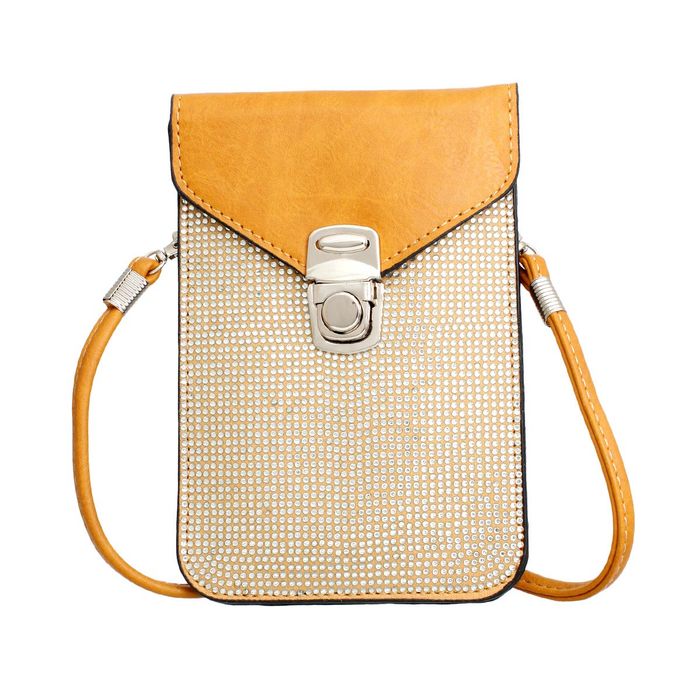 Wholesale Cellphone Mustard Rhinestone Wallet for Women