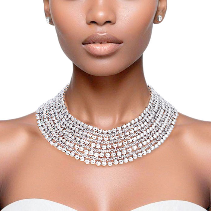Wholesale Chainmail Choker Silver Wide Necklace for Women