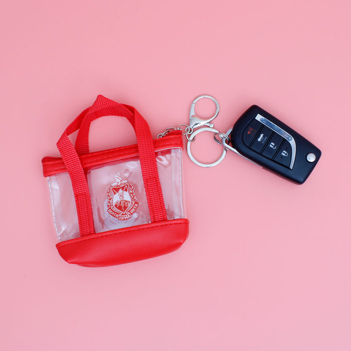 Wholesale DST Sorority Mini Tote Zipper Pouch Keychain Clip