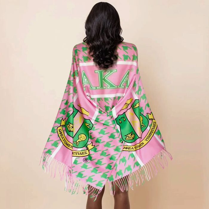 Wholesale AKA Pink Green Houndstooth Fashion Shawl Scarf