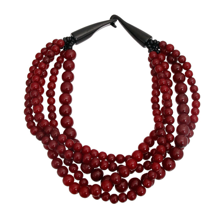 Burgundy sale bead necklace