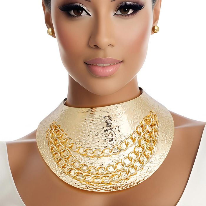 Metal choker collar necklace on sale