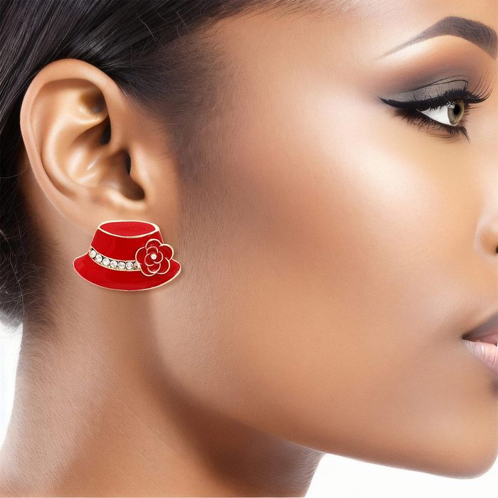 Ladies red earrings shop