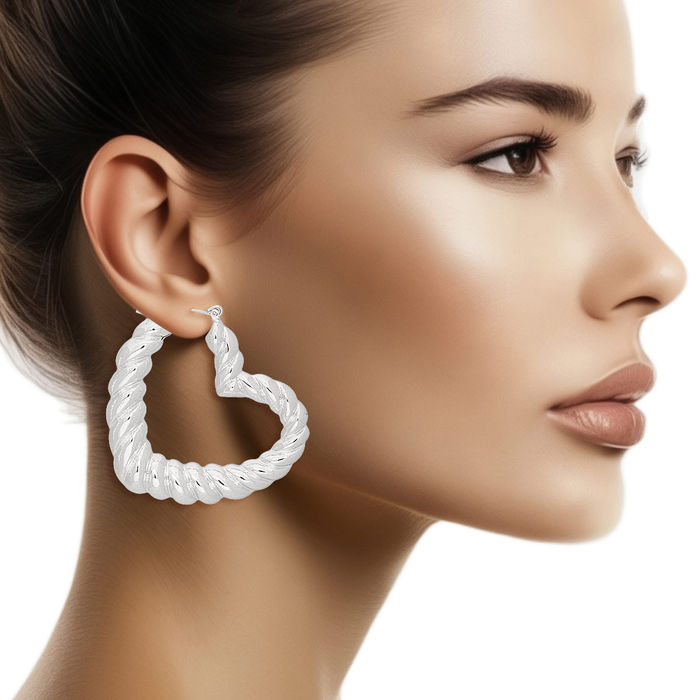 Twisted Metal Heart Shaped Earrings Twisted Metal Heart Shaped Earrings