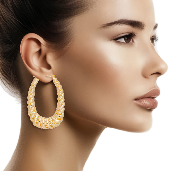 Wholesale Hoops Twisted Gold Metal Oval Earrings for Women