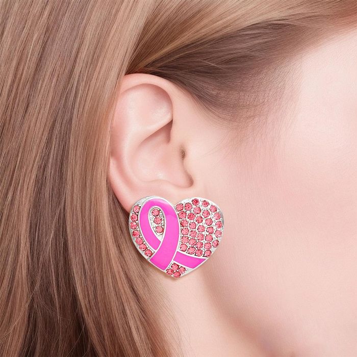 Pink ribbon earrings hotsell