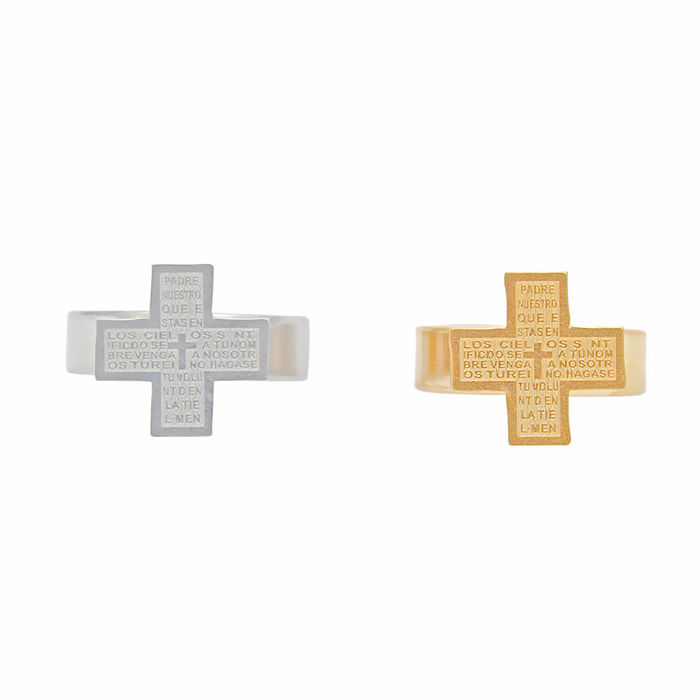 Wholesale Dozen Pack Stainless Steel Engraved Cross Rings