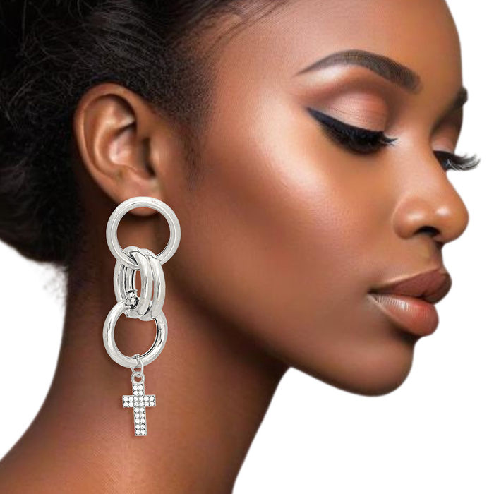 Dangling cross earrings mens shop