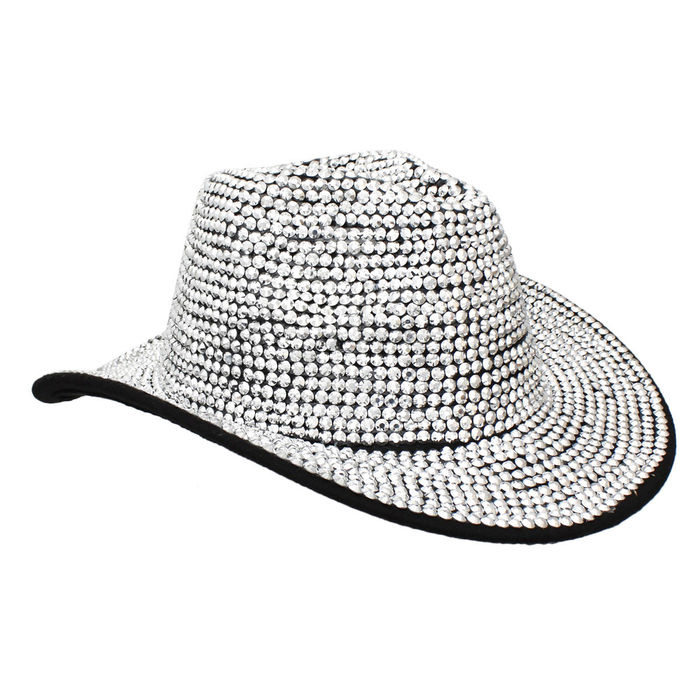 Wholesale Fedora Black with Silver Rhinestone Bling Hat display picture 2
