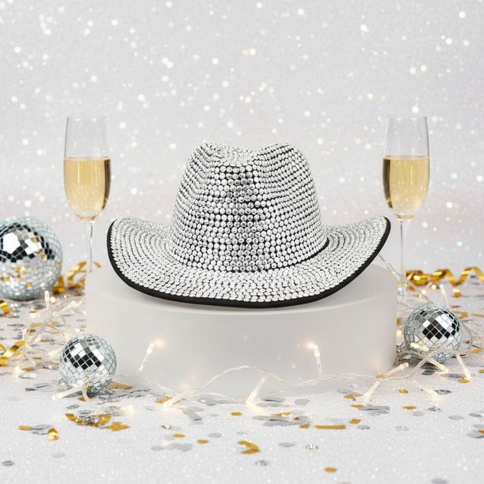 Wholesale Fedora Black with Silver Rhinestone Bling Hat display picture 1