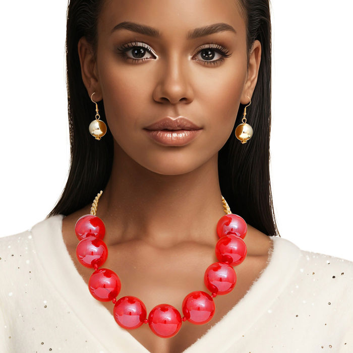Red ball necklace best sale