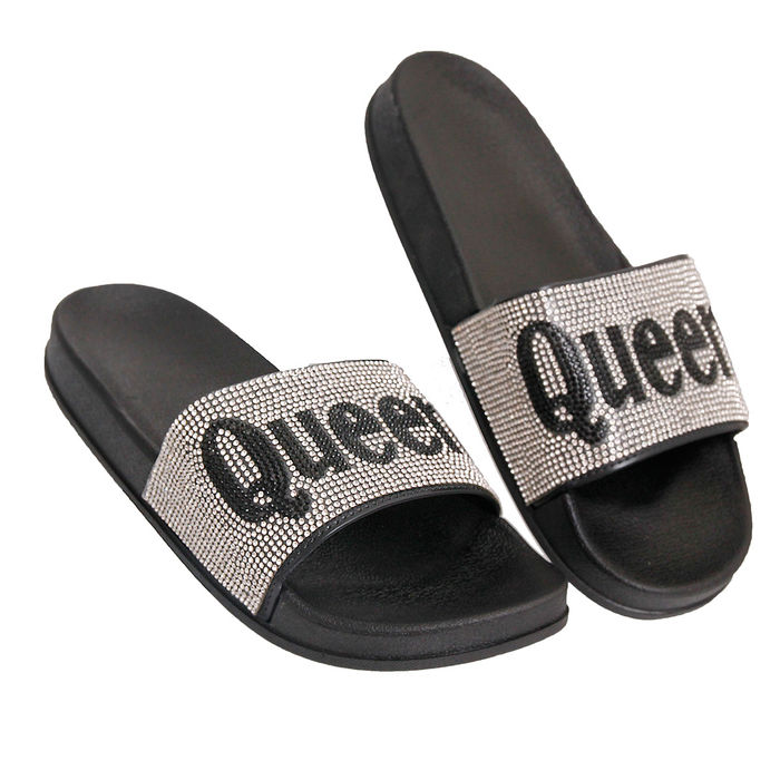 Black and silver slides discount
