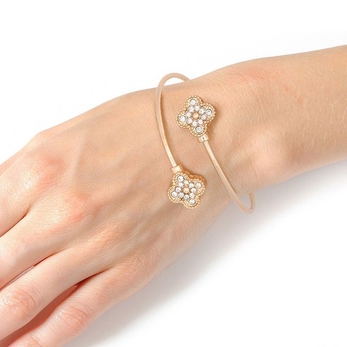Wholesale Bangle Gold Pave Quatrefoil Clover Bracelet Women