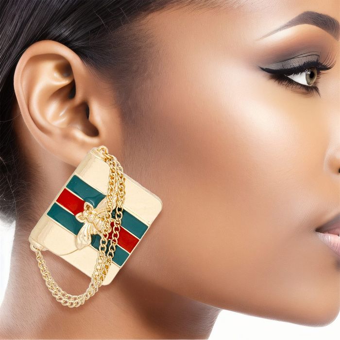 Large red stud earrings hot sale