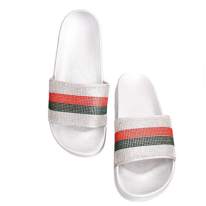Silver new arrivals gucci slides
