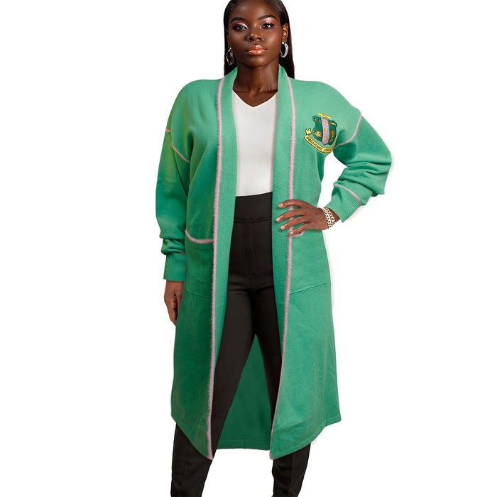 Wholesale AKA Sorority 4XL Green Long Duster Cardigan