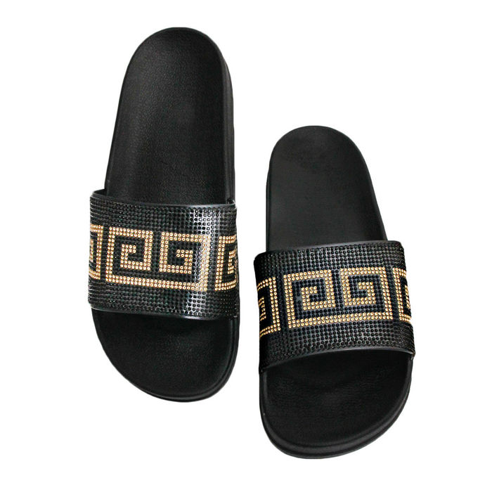 Designer black slides sale