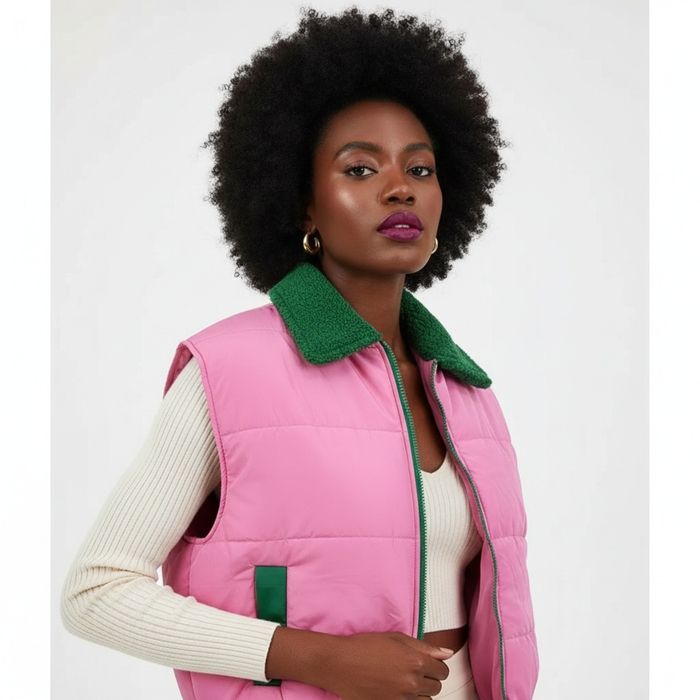 カフネ standocollar padded vest シャンドゥラローズ Wholesale AKA Sorority Shearling Collar Puffer Vest Women