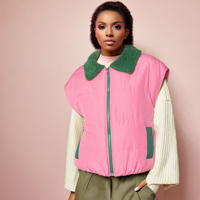 Womens green puffer vest 2025