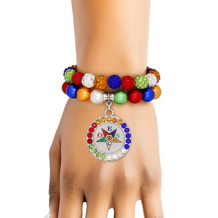 Wholesale OES Sorority Pearl Clay Bead Round Charm Bracelets