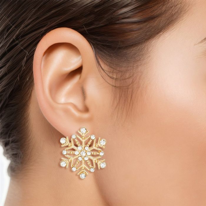 Wholesale Stud Stellar Snowflake Gold Earrings for Women