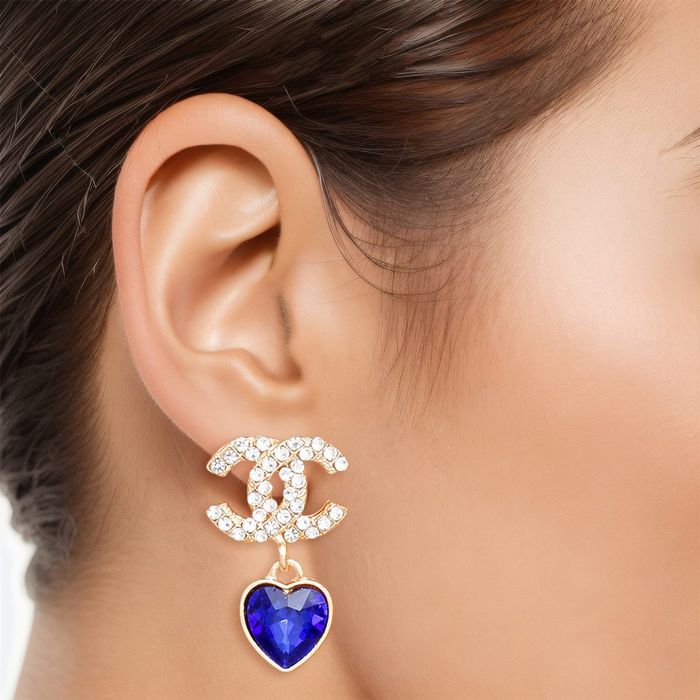 Wholesale Dozen Pack Bling CC Heart Drop Gold Earrings