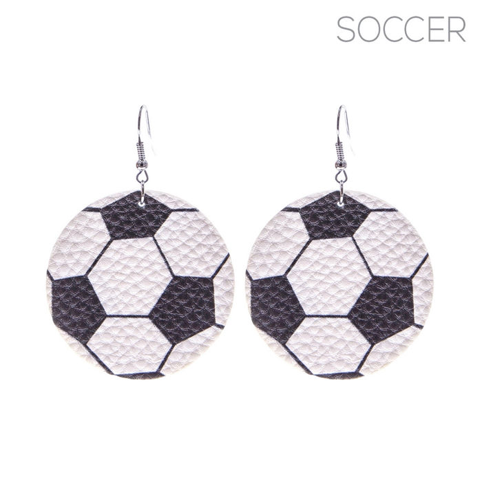 Soccer Vegan Leather Earrings Order Wholesale