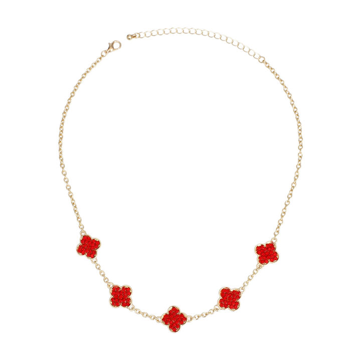 送税込【CRAFTD London】Red Clover Stone Necklace (2色) 国発 Light Red Clover Stone Pendant (Gold)
