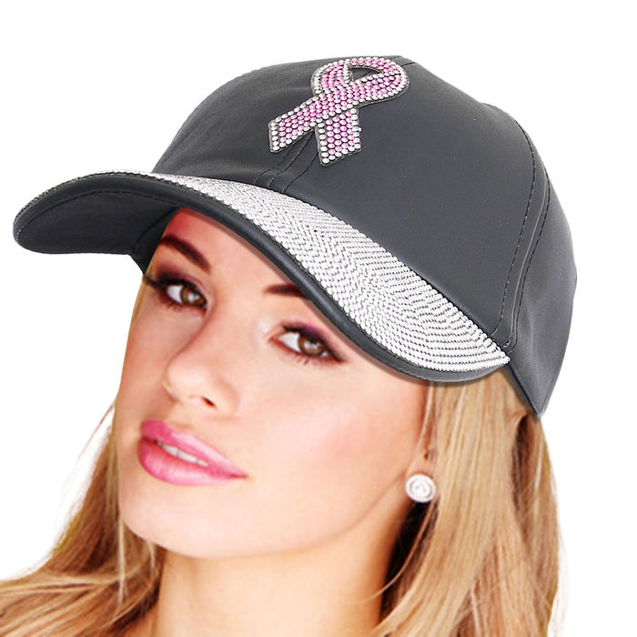 Rhinestone Cancer Ribbon Hat Order Wholesale