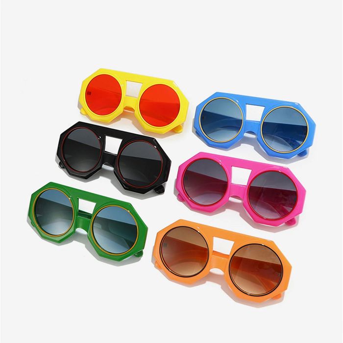 Wholesale Sunglasses Blue Geometric Chunky Round for Women display picture 1