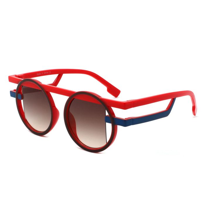 Wholesale Sunglasses Red Round Futuristic Double Frame display picture 3