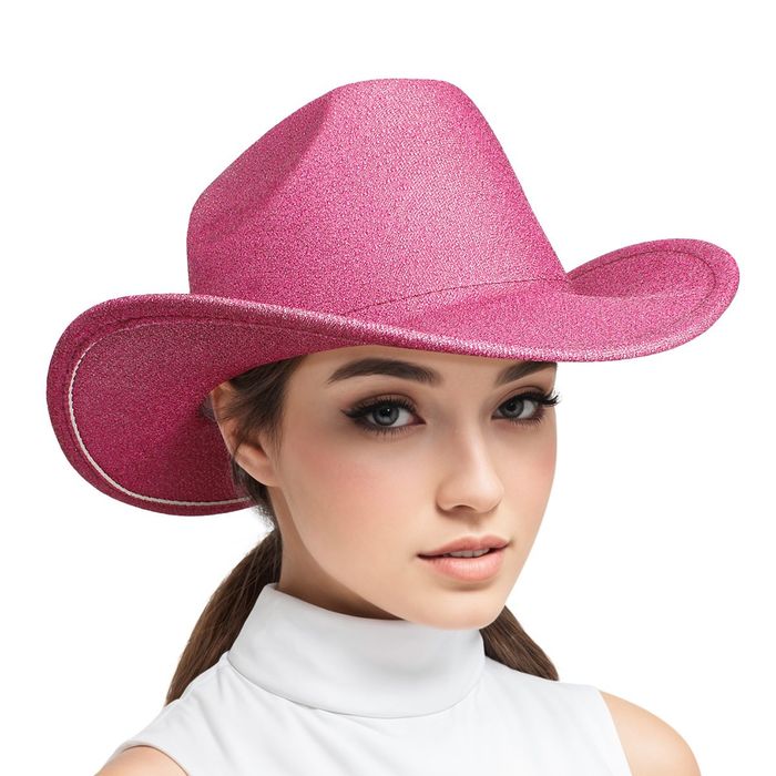 Wholesale Cowboy Hat Fuchsia Glittery Rodeo Style for Women