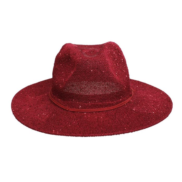 Wholesale Cowboy Hat Red Sequin Embroidered Panama Hat display picture 1