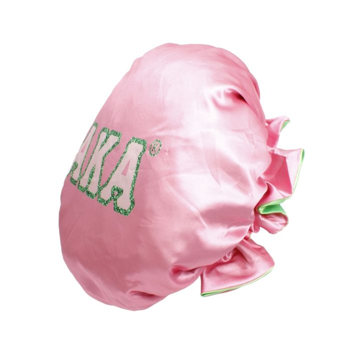 Wholesale AKA Sorority Pink Green Satin Sleep Bonnet Cap