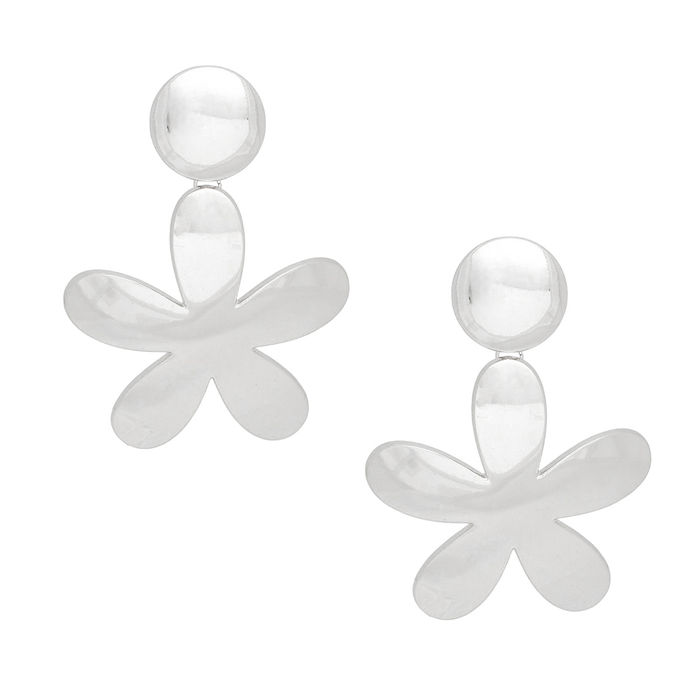 Wholesale Clip On XL Heavy Silver Flower Earrings for Women