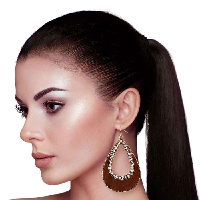 Genuine leather earrings wholesale clearance