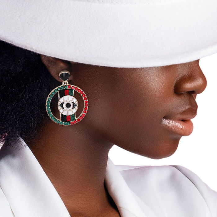 Designer Eye Striped Circle Earrings Order Wholesale