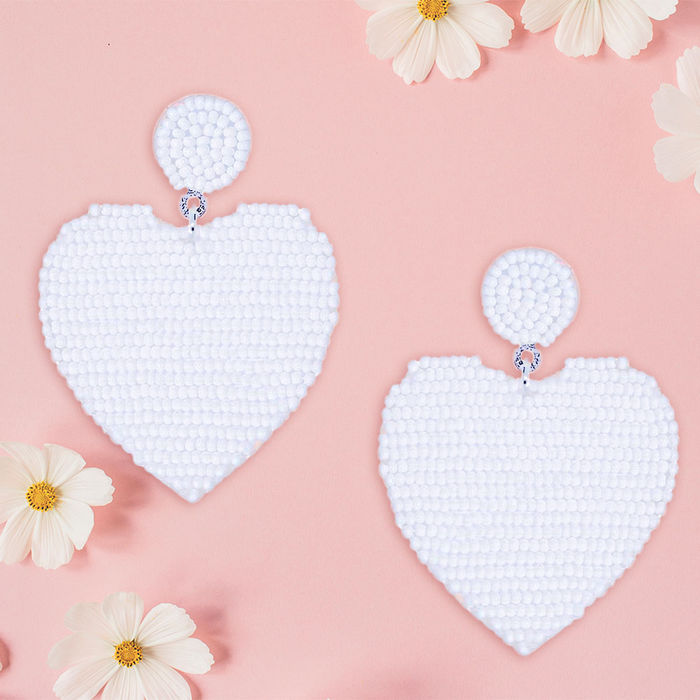 Seed bead heart new arrivals earrings