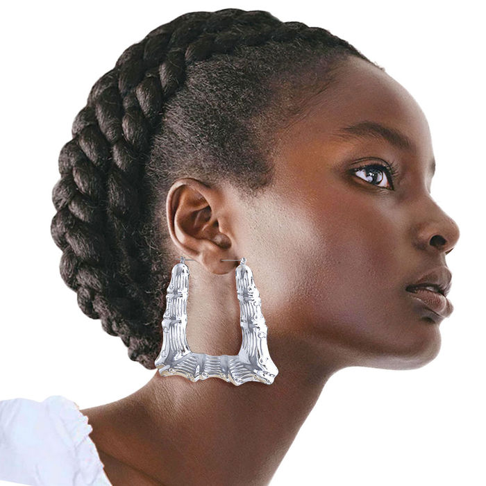 Silver Trapezoid Bamboo Hoops Order Wholesale