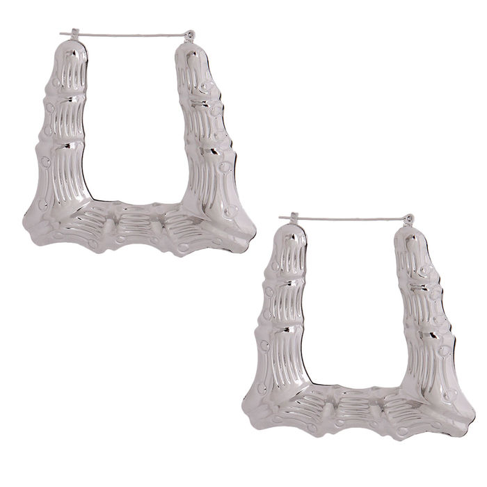 Silver Oversized Bamboo Hoops - sosorella