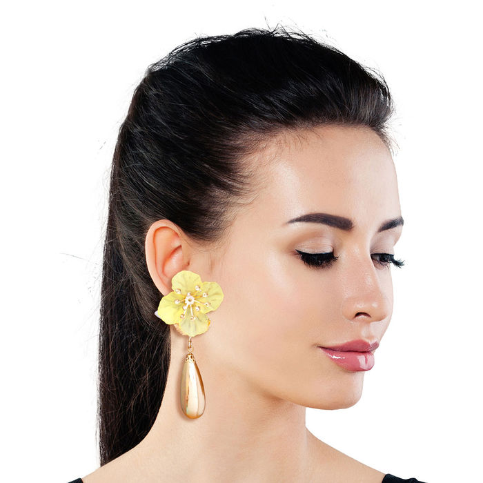 Yellow teardrop earrings best sale